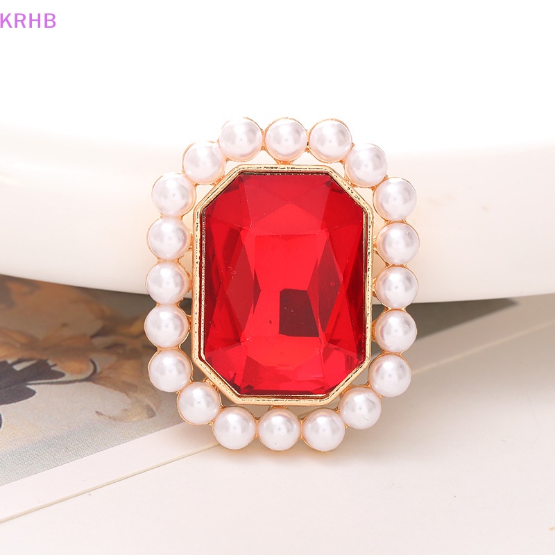 Krhb Phụ Kiện Trang Sức Khối Lập Phương Kim Loại Hình Vuông Đính Ngọc Trai Sáng Tạo Phong Cách Hàn Quốc Mới