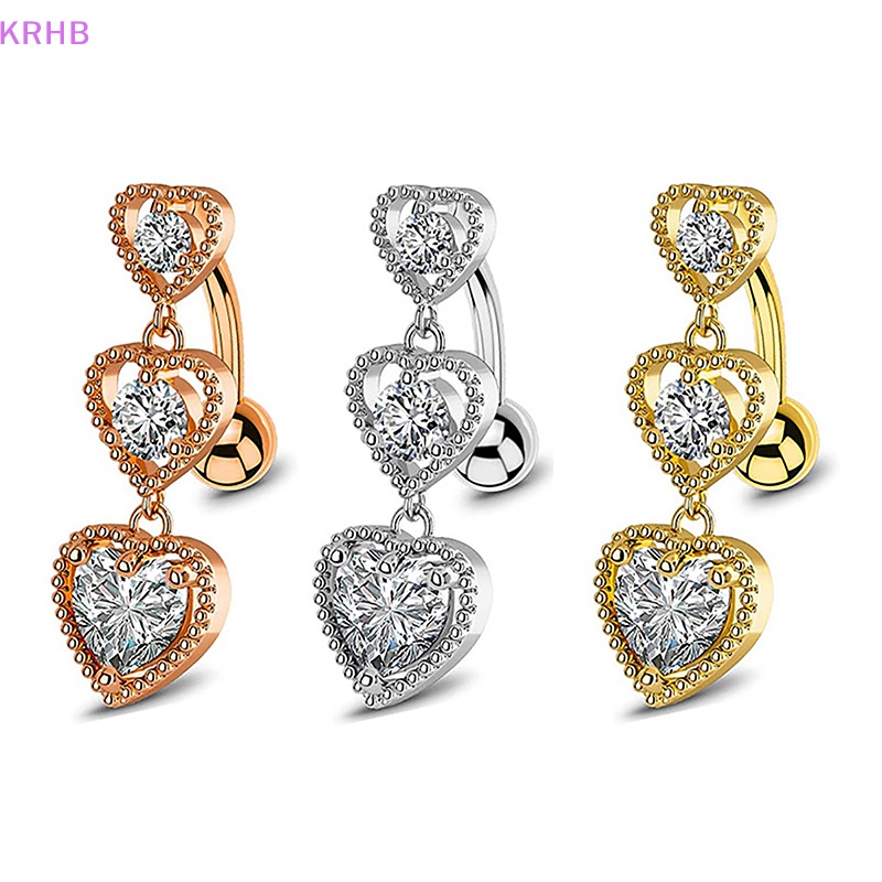 Khuyên Rốn Dáng Dài Đính Đá Zircon Hình Trái Tim Quyến Rũ Cho Nữ Mới