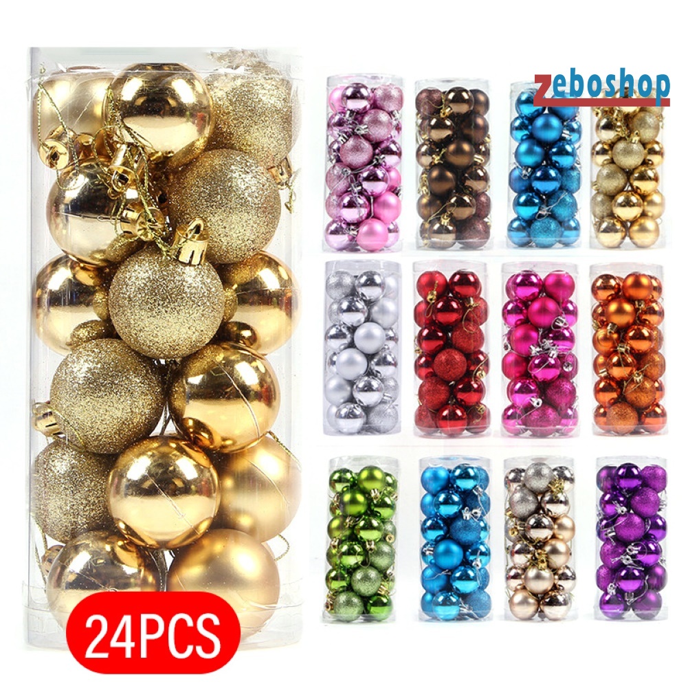 24 Trái Châu Có Độ Bóng Cao Trang Trí Cây Thông Giáng Sinh