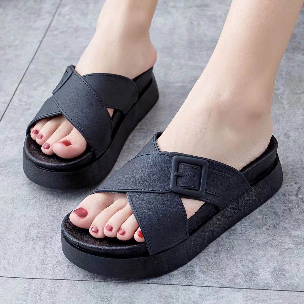 Dép Quai Ngang Đế Dày 5cm Thời Trang Cho Nữ
