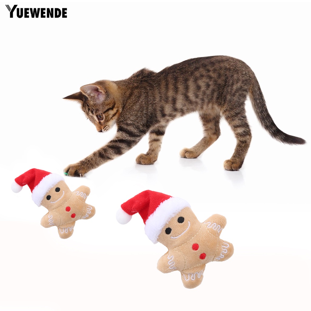 Yq.e Đồ Chơi Thú Nhồi Bông Mềm Mại Thoải Mái Tăng Cường Khả Năng Làm Sạch Răng Miệng Lâu Trôi Hình Bánh Gừng Giáng Sinh Dành Cho Mèo