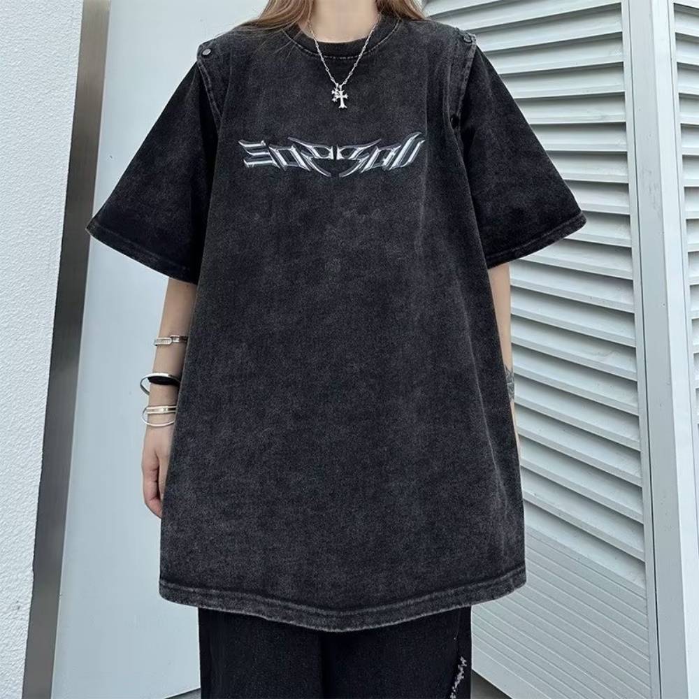 Áo Thun Cotton Tay Ngắn Dáng Rộng Phong Cách Đường Phố Mỹ Thời Trang Mùa Hè Cho Nam Và Nữ