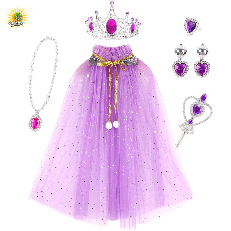 Áo Choàng Lưới Hóa Trang Công Chúa Disney Màu Cầu Vồng / Hồng / Xanh Dương / Tím Cho Bé Gái