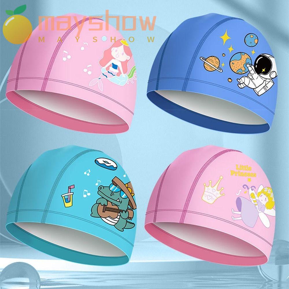 Mũ Bơi Bằng Silicon Phủ Da PU Siêu Bền In Họa Tiết Hoạt Hình Xinh Xắn Cho Bé Gái