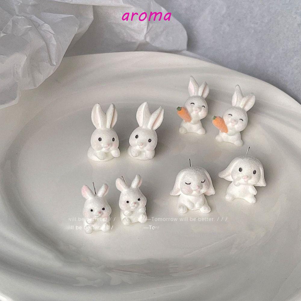 Bông Tai Hình Thỏ Mini Bằng Nhựa Resin Dễ Thương Phong Cách Hàn Quốc