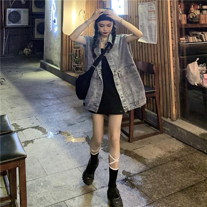 Áo Denim Không Tay Dáng Rộng Thiết Kế Mới Thời Trang Mùa Hè Dành Cho Nữ