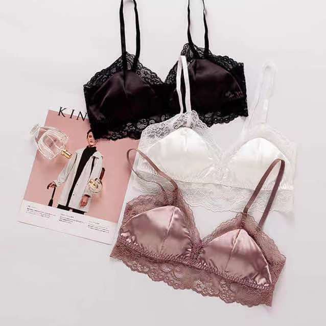 Áo Ngực Lụa Siêu Nhẹ Phối Ren Quyến Rũ Thoải Mái Cho Nữ