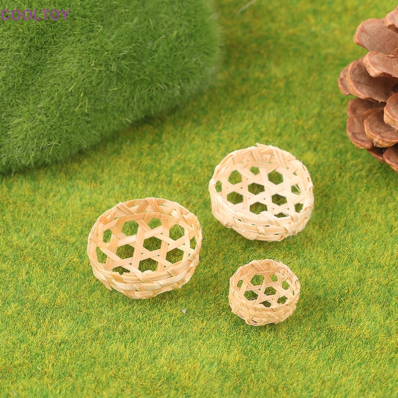 Mô Hình Rổ Tre Mini Hình Tròn Độc Đáo Trang Trí Nhà Búp Bê
