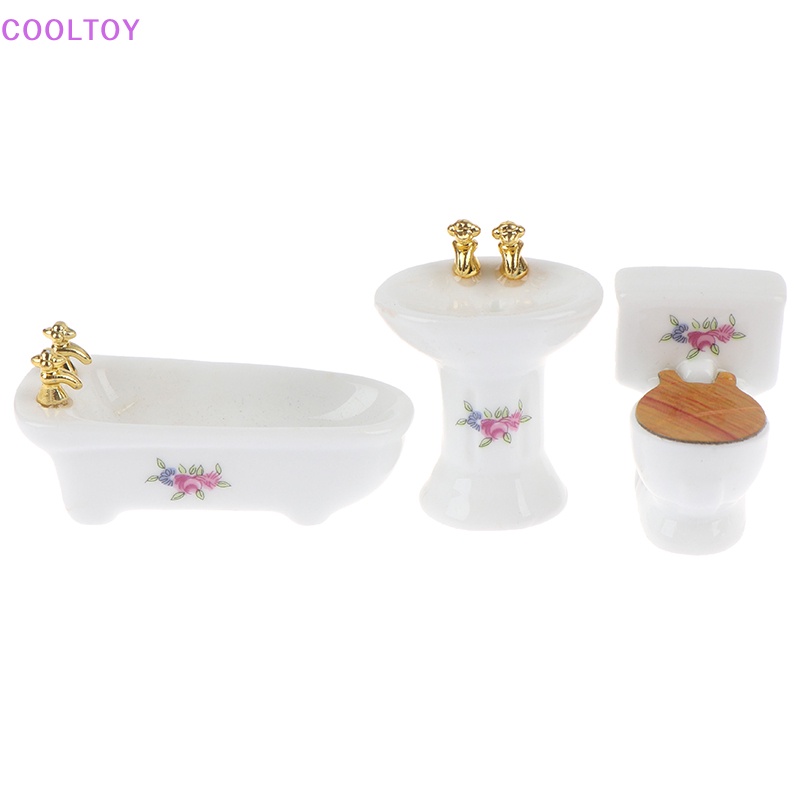 Bộ 3 Mô Hình Bồn Tắm Bằng Sứ Tỉ Lệ 1: 24 Dùng Trang Trí Nhà Búp Bê