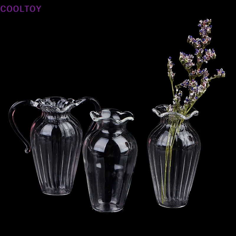 Bình Hoa Thủy Tinh Trong Suốt Tỷ Lệ 1: 12 Dùng Trang Trí Nhà Búp Bê