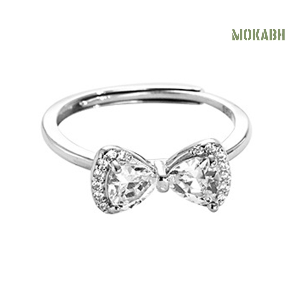 Nhẫn Hở Hình Nơ Đính Đá Lấp Lánh Dễ Phối Đồ Thời Trang Dự Tiệc Cho Nữ