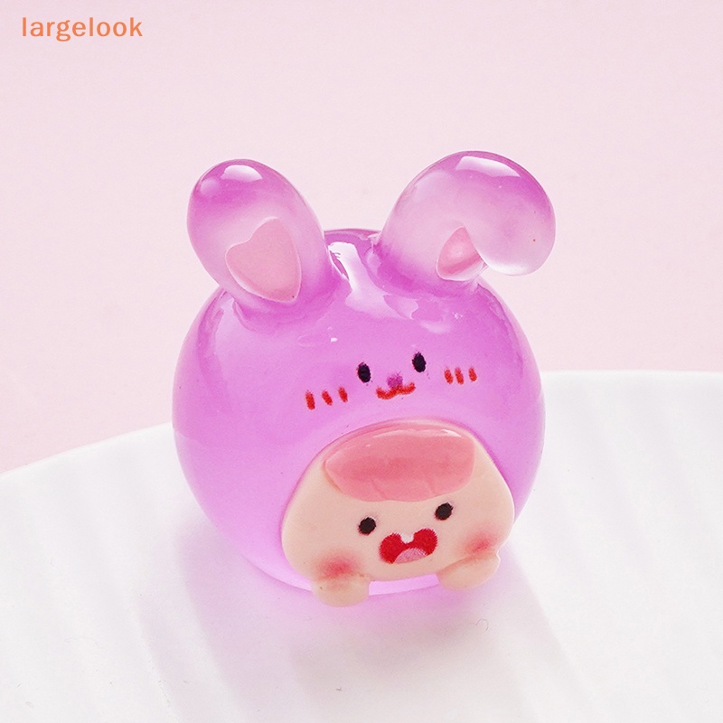 Set 2 Tượng Thỏ Hoạt Hình Mini Bằng Nhựa Phát Quang Trang Trí Tiểu Cảnh