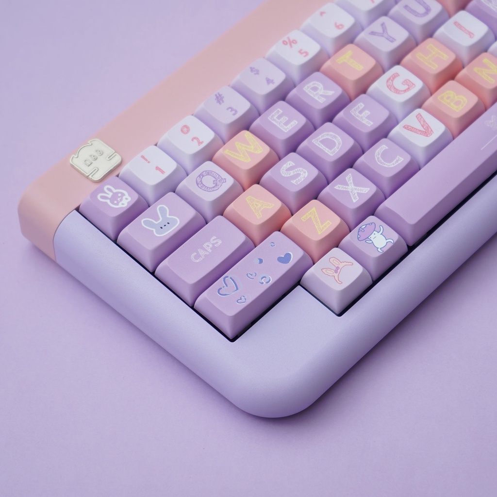 Bộ Nắp Phím Pbt Chủ Đề Ngôi Sao Tím Hồng Dễ Thương Cho Bàn Phím Cơ .Rk61 / 98 / 100 / 987