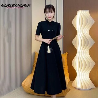 Sugemiusi Đầm Cổ Đứng Eo Hẹp Ôm Dáng Phong Cách Mùa Hè Mới Dễ Phối Đồ