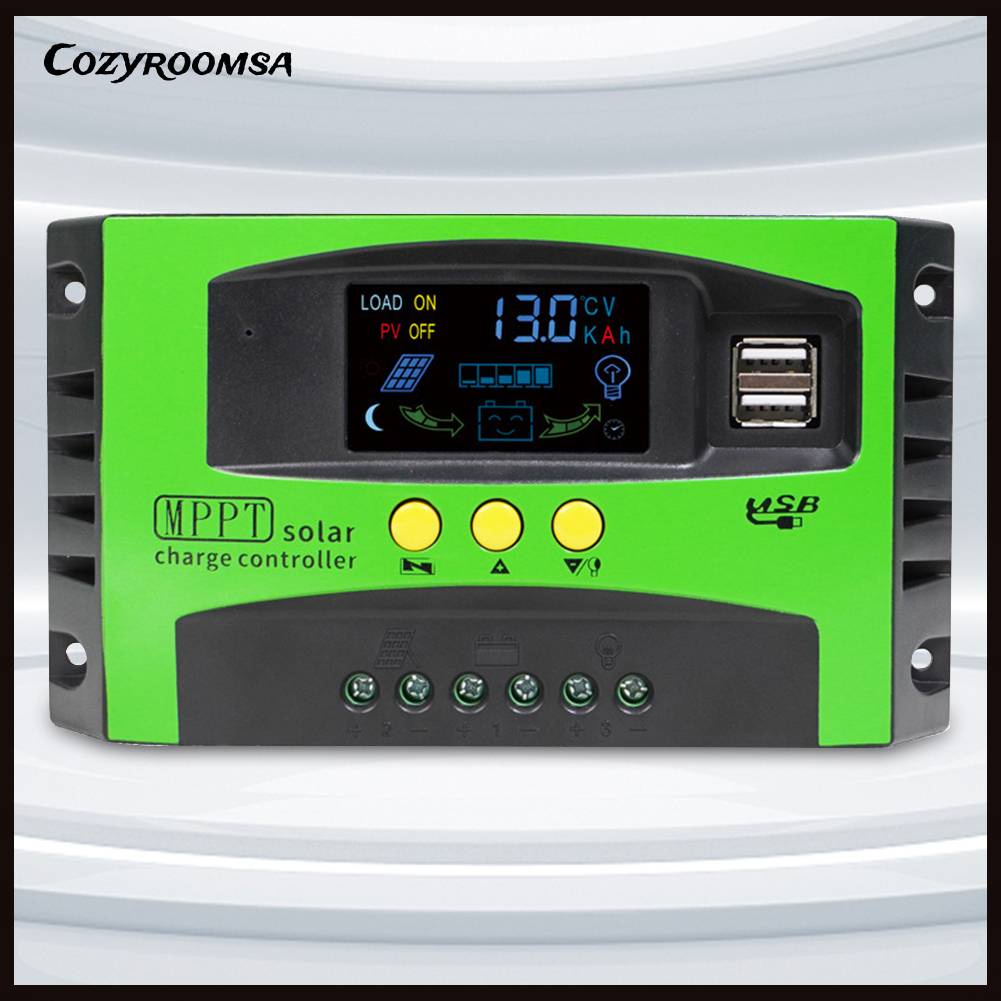 Bộ Điều Khiển Sạc Năng Lượng Mặt Trời 10A / 20A / 30A 12V 24V MPPT USB Kép Cho Đèn Đường