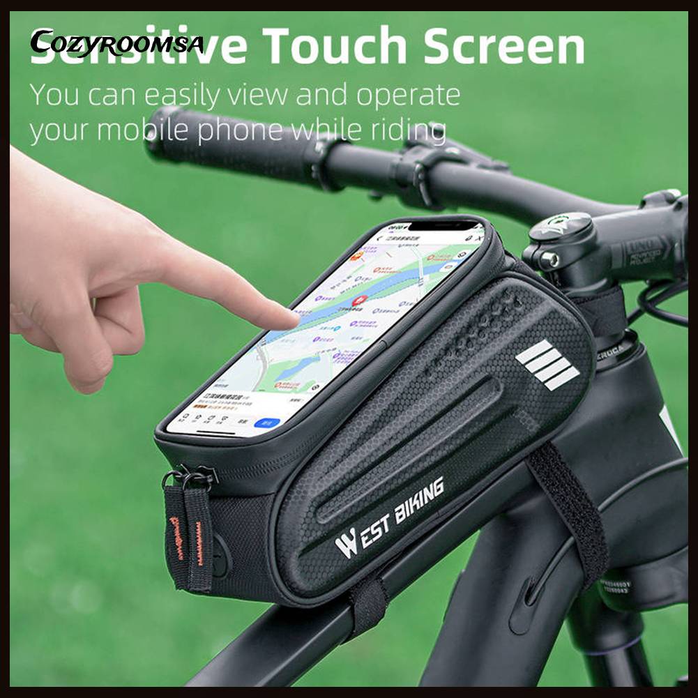 Túi Đựng Đồ Gắn Khung Xe Đạp Chống Nước Có Lỗ Tai Nghe 1.5L