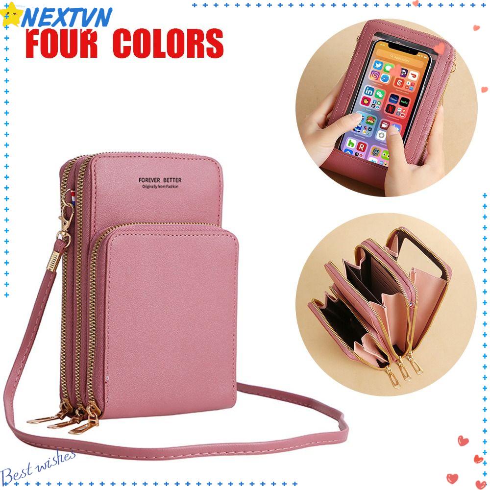 Túi Da PU Đeo Vai Đựng Điện Thoại Có Thể Chạm Màn Hình Cảm Ứng Đa Năng