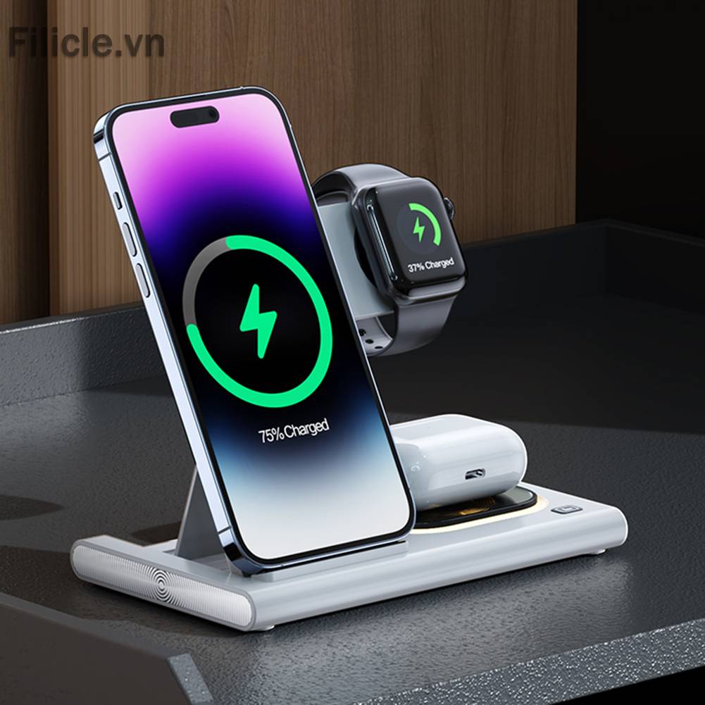 Đế Sạc Nhanh Không Dây 3 Trong 1 Cho iPhone Apple Watch
