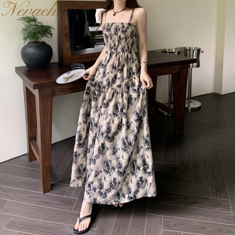 Đầm Hai Dây Xếp Ly Ôm Eo Mẫu Mới 2023 Phong Cách Pháp