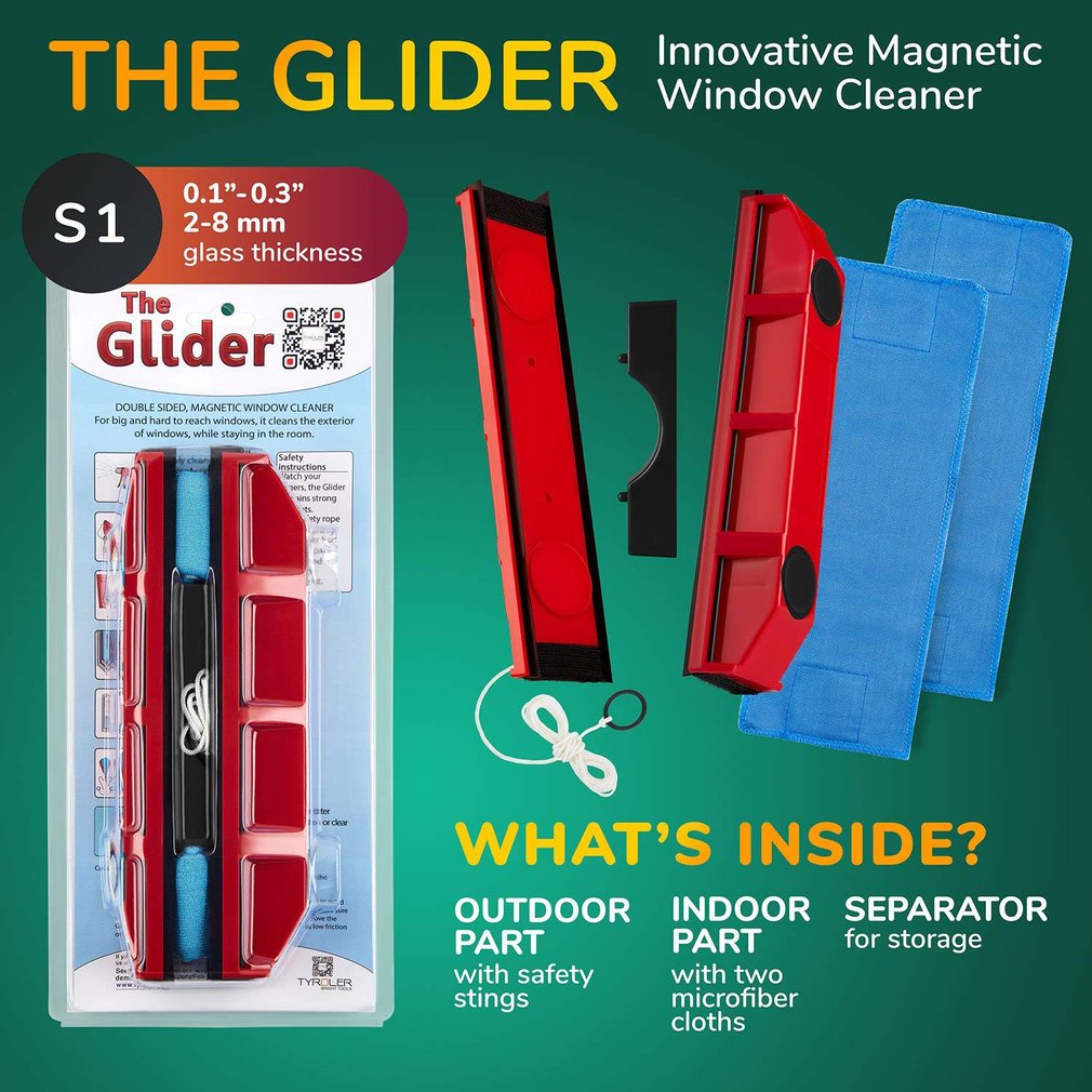 =Christmas=Bright Tools Glider Magnetic Window Cleaner for Single Glazed Windows 1-3mm