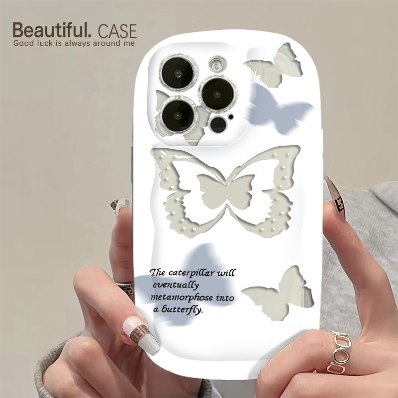Ốp Điện Thoại Silicone TPU Mềm Trong Suốt Chống Sốc In Hình Bướm Cho IPhone 14 13 12 11 Pro Max XS X XR 8 + 7 Plus