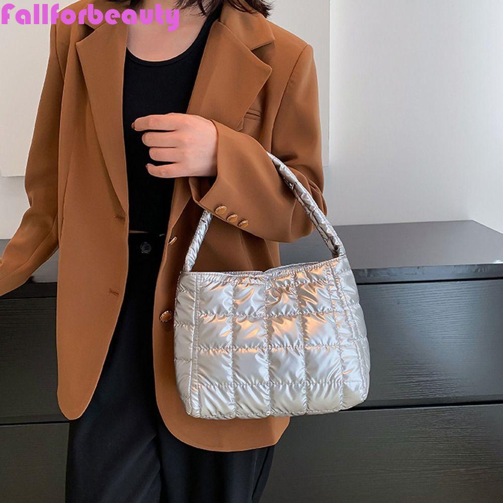 Fallforbeauty Túi Xách Đeo Vai Sức Chứa Lớn Họa Tiết Kẻ Sọc / Đựng Son Môi Có Đệm Xách Tay Thời Trang Cho Nữ