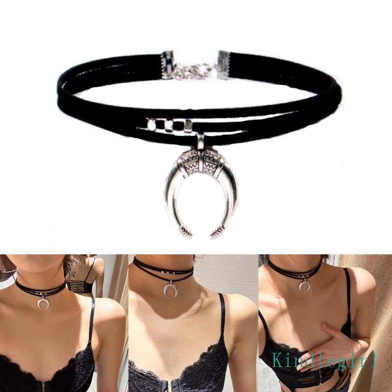 Vòng Cổ Choker Nhiều Lớp Mặt Trăng Độc Đáo Thời Trang