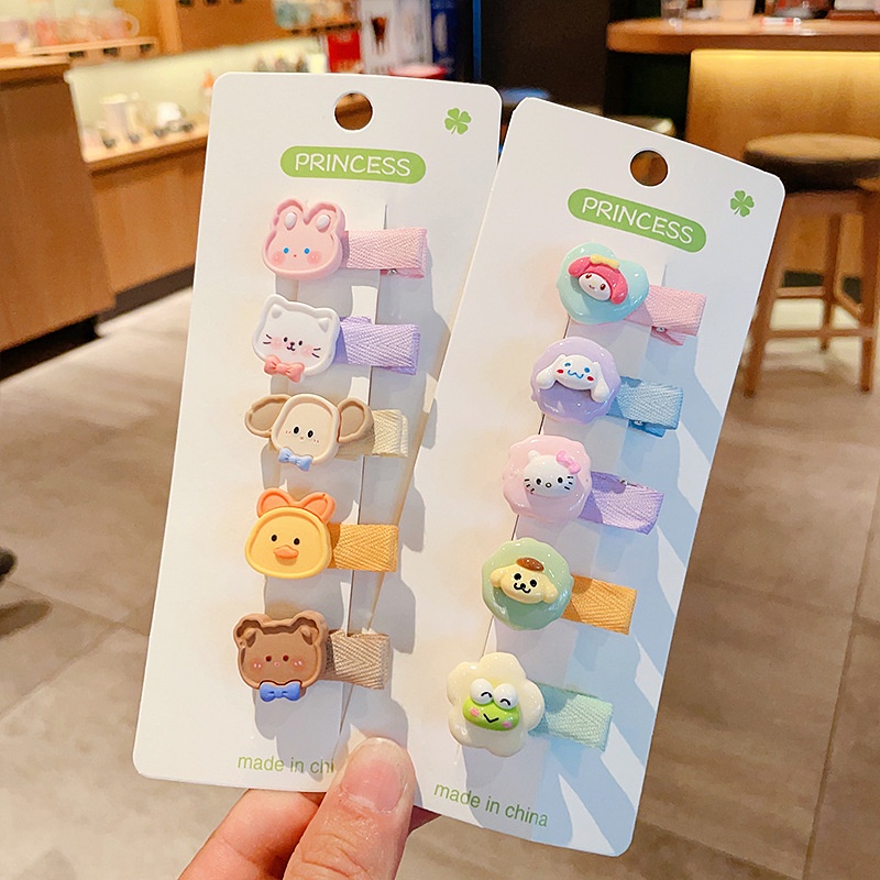 Kẹp Tóc Nhựa Resin Màu Sáng Họa Tiết Hoạt Hình Phong Cách Hàn Quốc Cho Bé