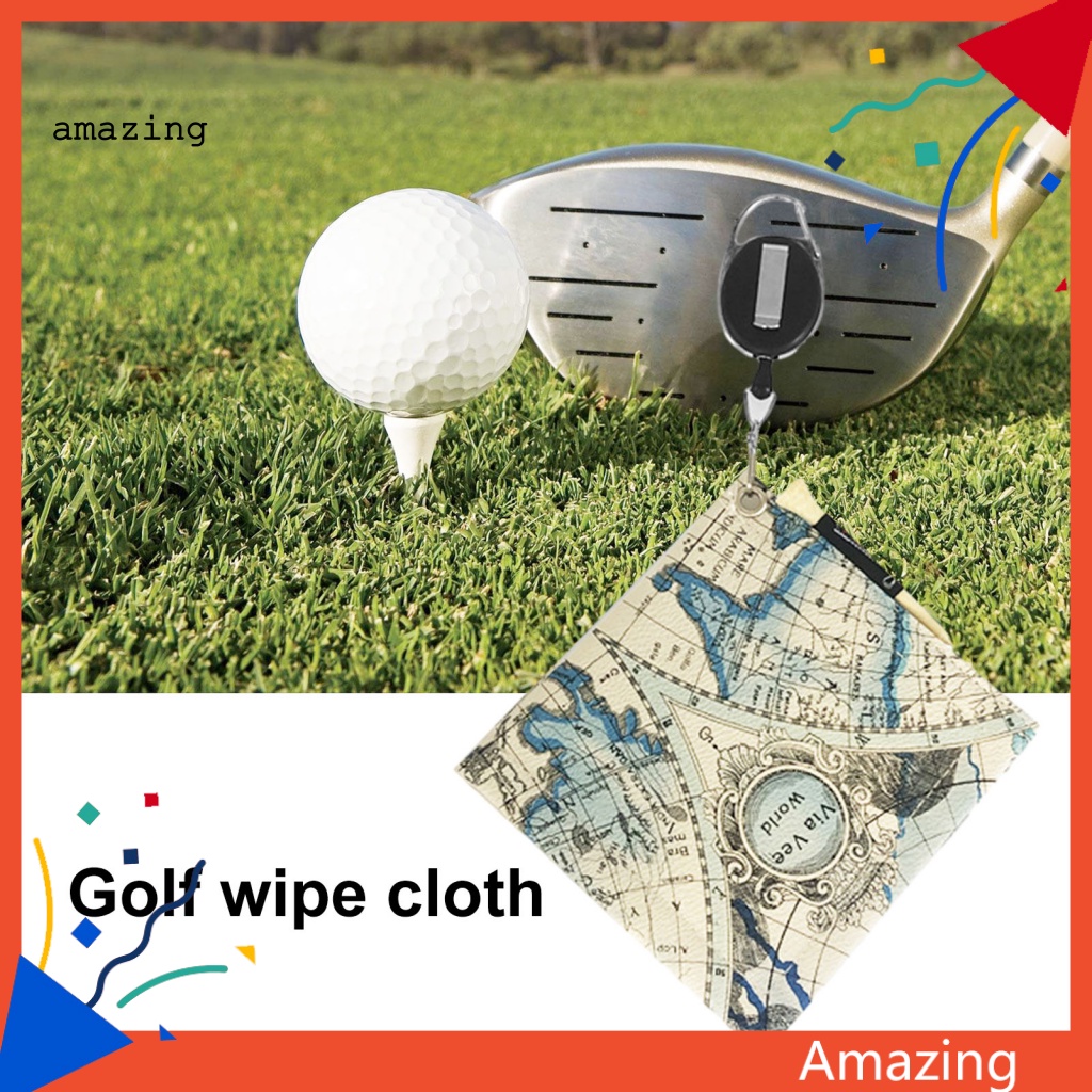 Khăn Lau Bề Mặt Giả Da In Họa Tiết Có Móc Khóa Carabiner Cho Gậy Đánh Golf