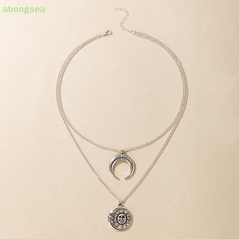 Dây Chuyền Nhiều Lớp Mặt Trăng Khuyết Phong Cách Boho Thời Trang Cho Nữ
