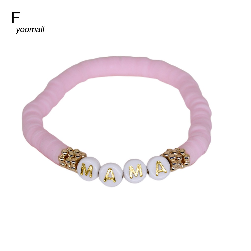 Vòng Đeo Tay Đất Sét Polymer Co Giãn Trọng Lượng Nhẹ In Chữ Phong Cách Boho Dành Cho Nữ