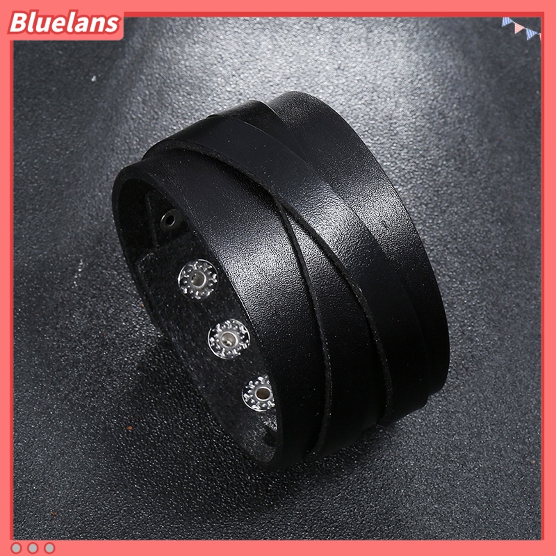 Vòng Tay Da Thiết Kế Đơn Giản Sáng Tạo Phong Cách Punk Cho Nam