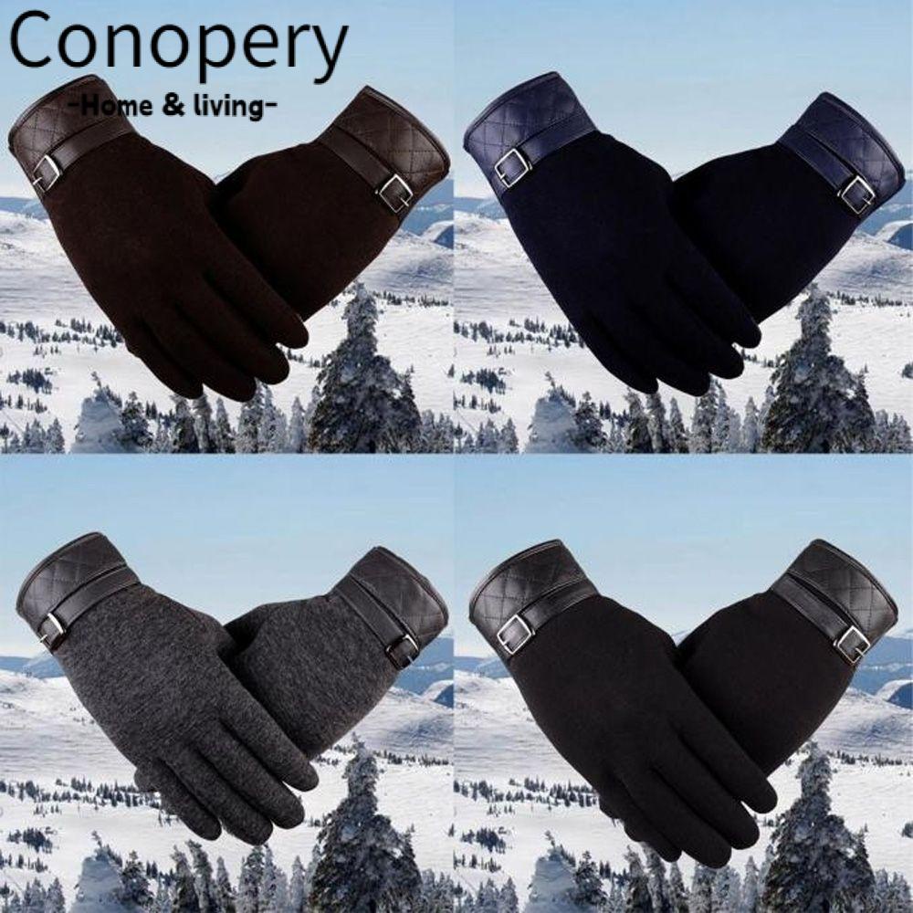 CONOPERY Găng Tay Bằng Nhung Thời Trang Mùa Đông Mới Cho Nam