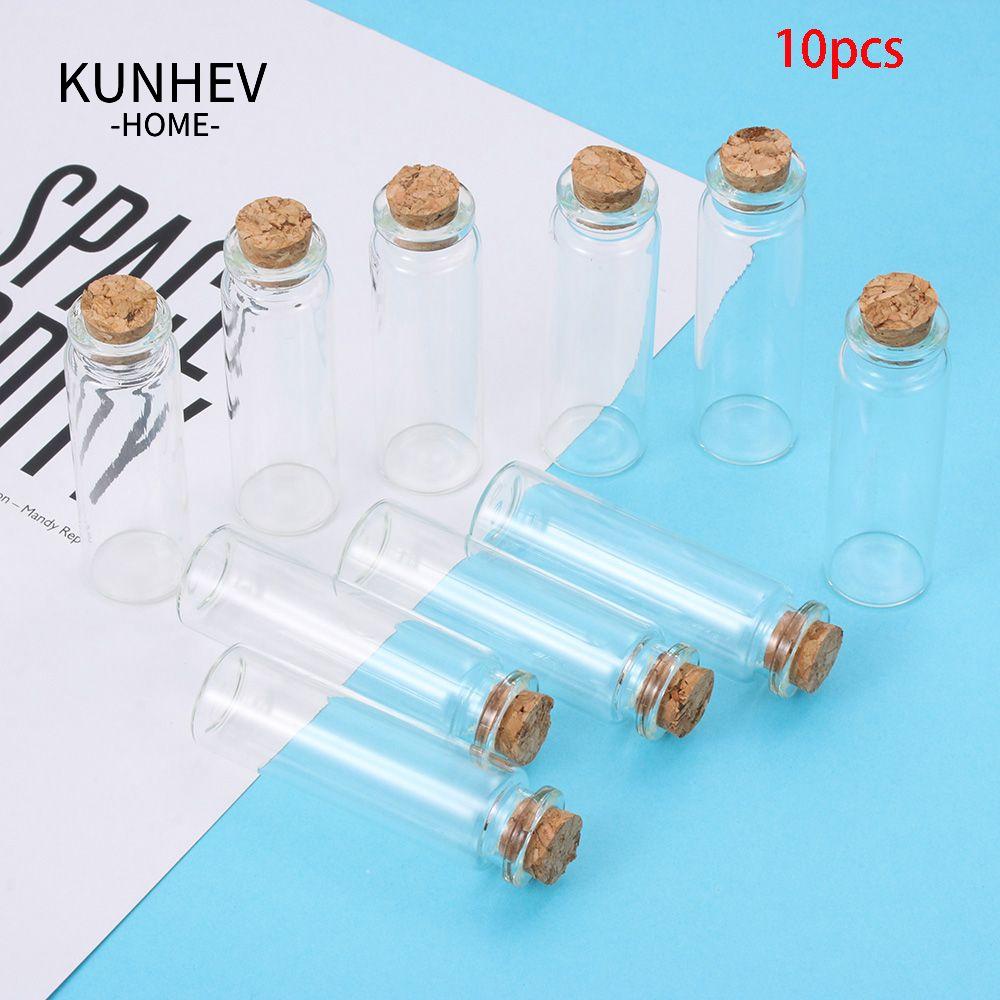 KUNHEV Set 10 Lọ Điều Ước Mini Bằng Thủy Tinh Trong Suốt Có Nút Bần