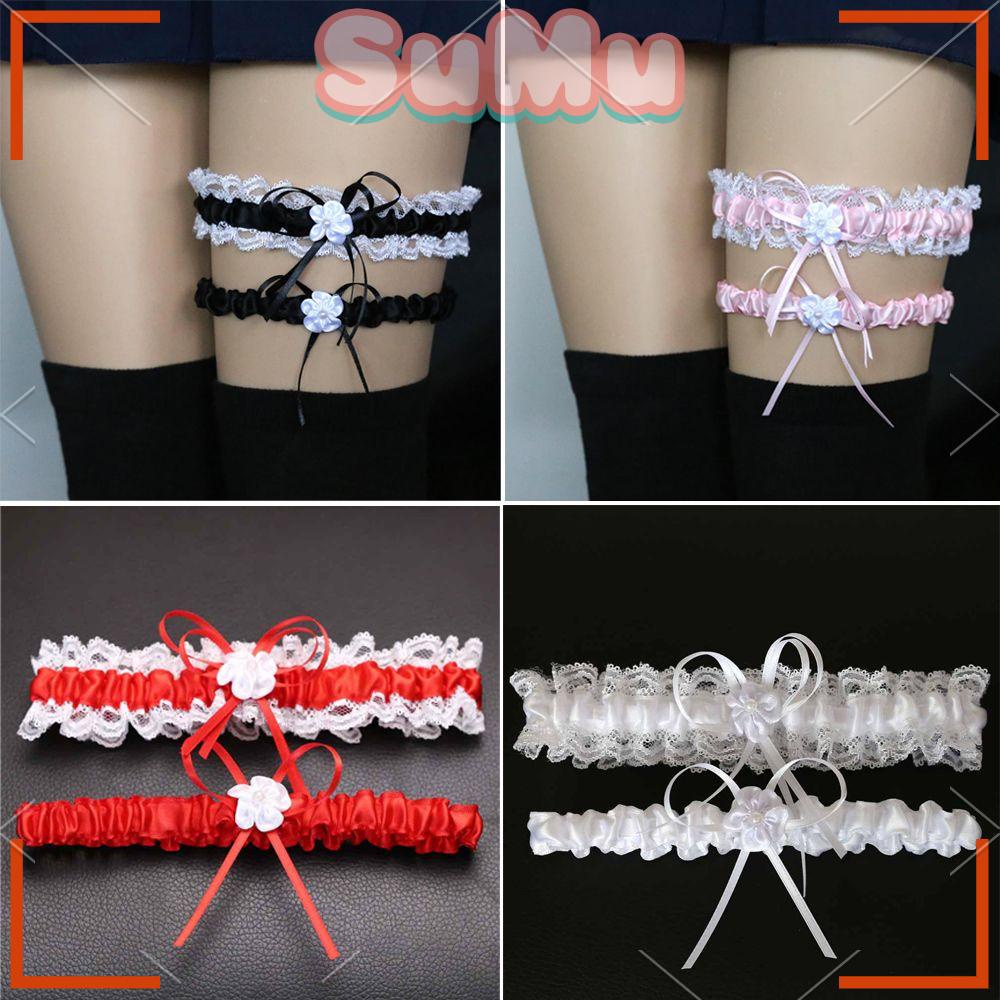 Set 2 Vòng Nịt Bít Tất Chân Đính Nơ Quyến Rũ Dành Cho Cô Dâu