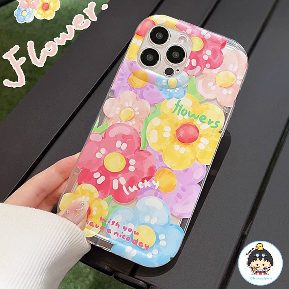 Ốp Điện Thoại TPU Mềm Dày Chống Sốc Họa Tiết Hoa Graffiti Cho IPhone 11 12 13 14 Pro Max
