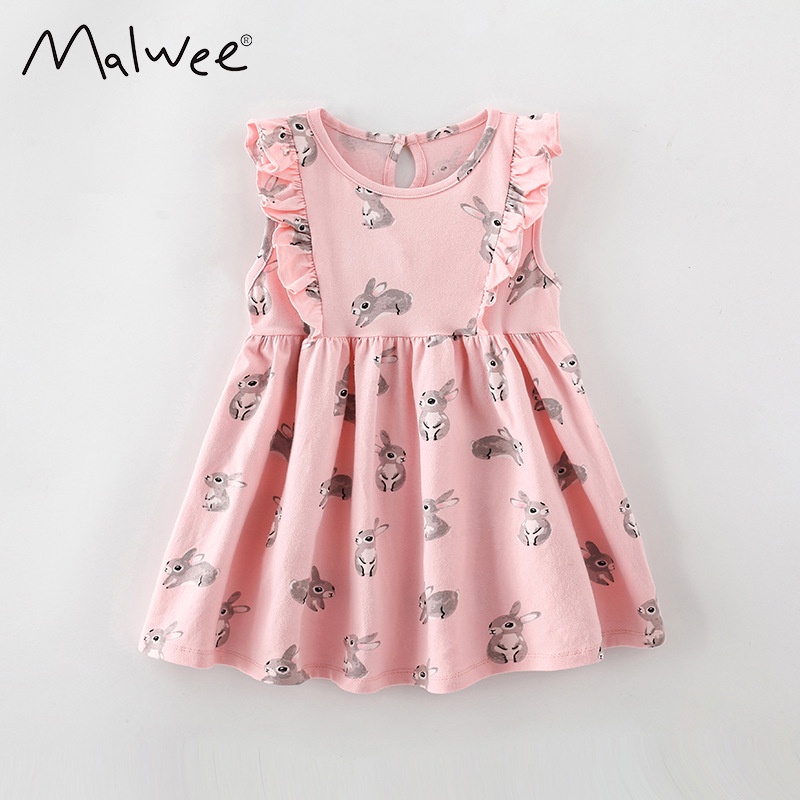 Đầm Cotton Ngắn Tay Họa Tiết Hoạt Hình Xinh Xắn Theo Phong Cách Mùa Hè Dành Cho