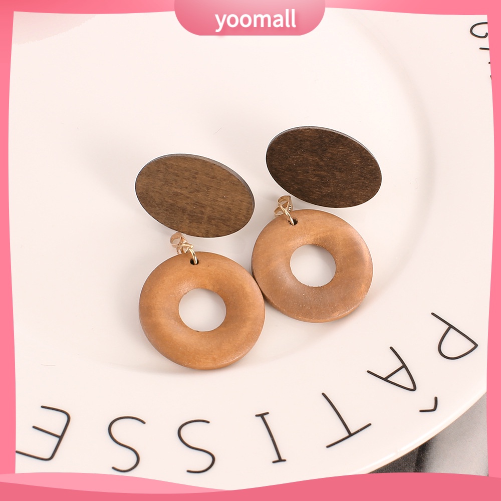 [YM] Khuyên Tai Dáng Dài Bằng Gỗ Thời Trang Cổ Điển Hình oval Dễ Phối Đồ Cá Tính Dành Cho Bạn Nữ