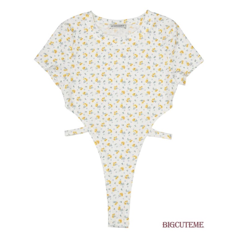 Bộ Áo Liền Quần Ngắn Tay Cổ Tròn In Hoa + Quần Short Ôm Dáng Thời Trang Mùa Hè Cho Nữ