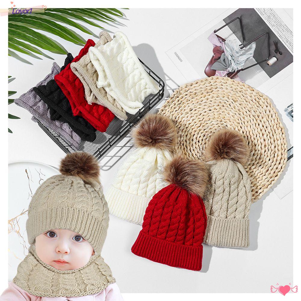 LAYOR1 Layor1 Mũ Dệt Kim Giữ Ấm Mùa Đông Co Giãn Cho Trẻ Em