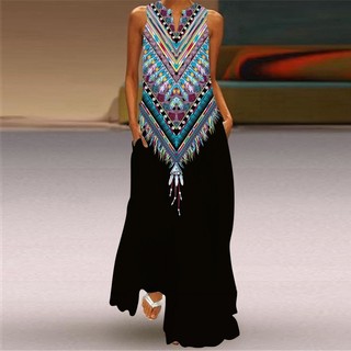 Phụ nữ ăn mặc hàng ngày đầm mùa hè in phụ nữ bohemian đầm