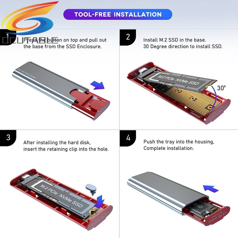 Hộp Đựng Ổ Cứng Ssd M2 2tb Nvme Pcie Ngff Sata M / b