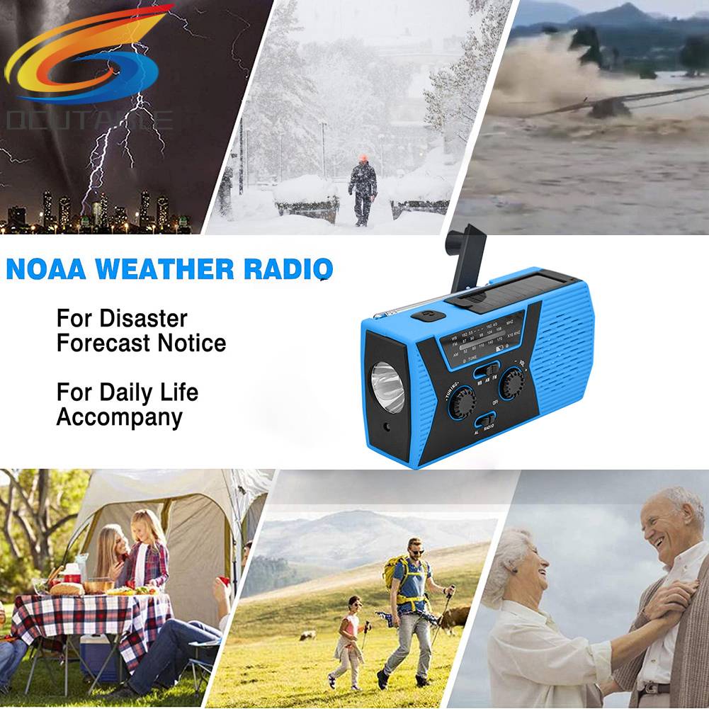 Radio Năng Lượng Mặt Trời 2000mAh AM FM NOAA Cho Điện Thoại