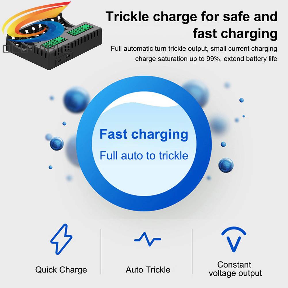 Bộ Sạc Pin Thông Minh 8 Ngăn DC 5V 2A Ni-MH / Ni-Cd AA AAA