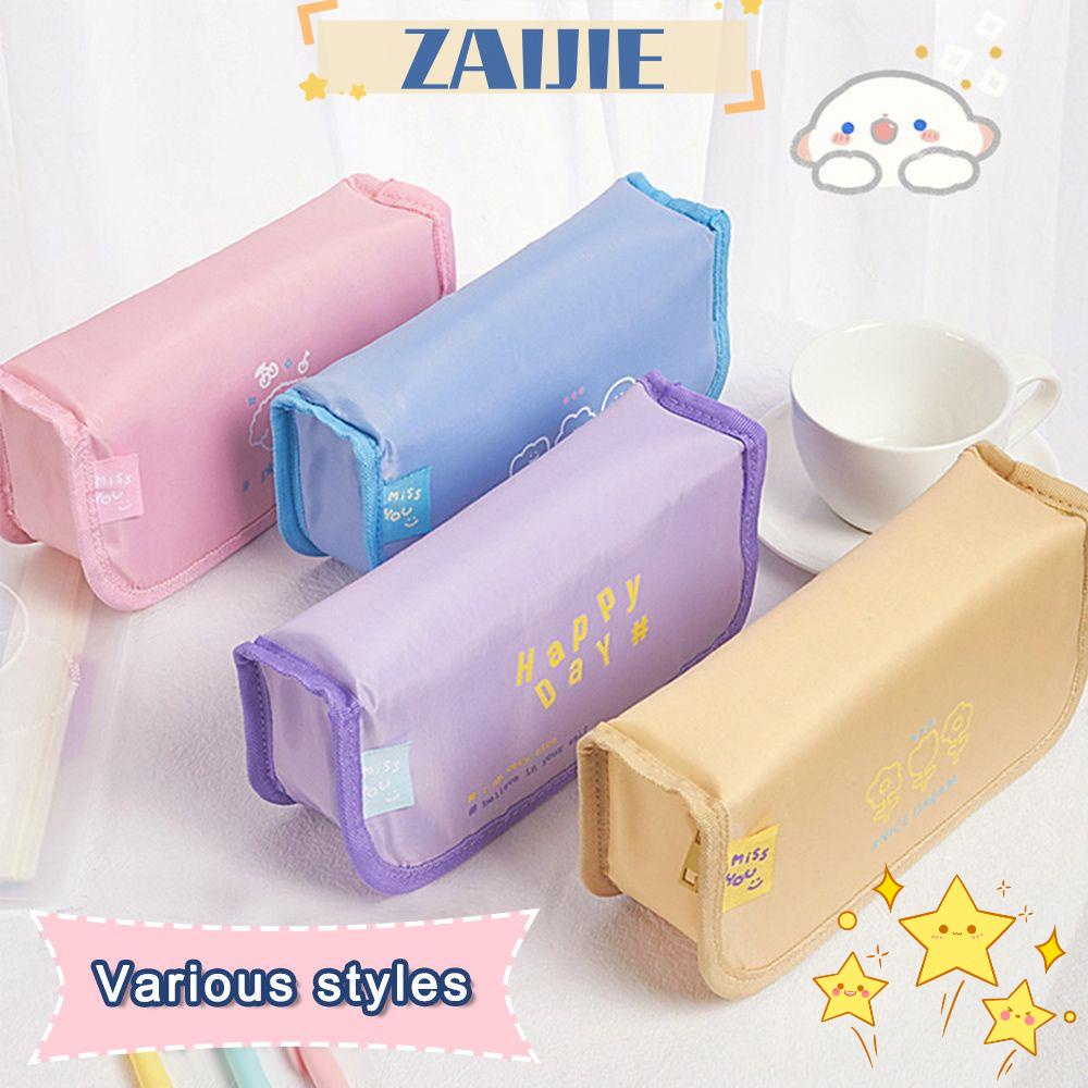 ZAIJIE24 Túi Đựng Bút 24 Ngăn Sức Chứa Lớn Bằng Vải Bạt Dễ Thương