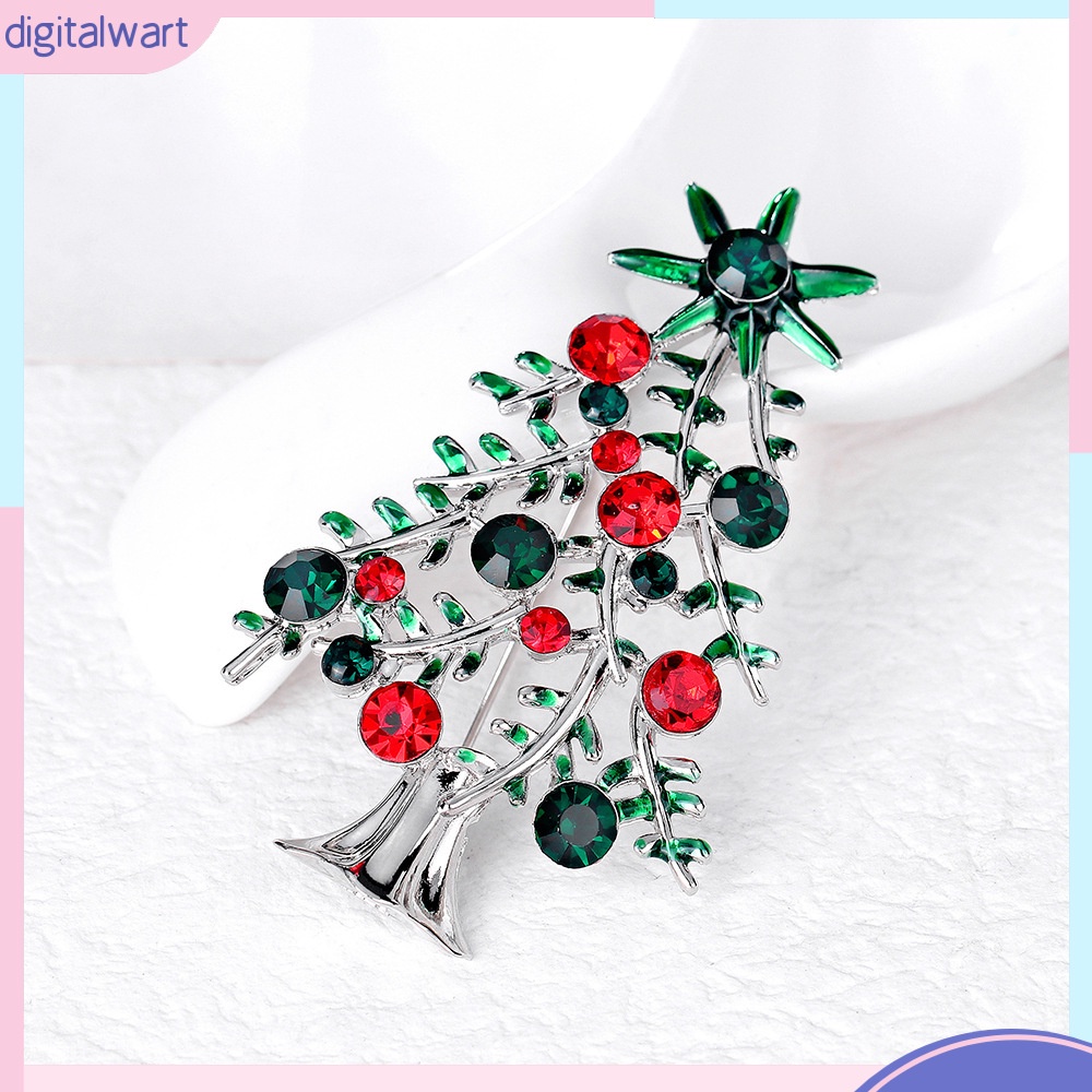 Ghim Cài Áo Hình Cây Thông Giáng Sinh Đính Kim Cương Giả Toàn Diện