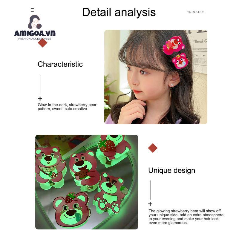 ✨✨Kẹp Tóc Hình Chú Gấu / Dâu Tây Bằng Acrylic Dễ Thương Cho Bé Gái