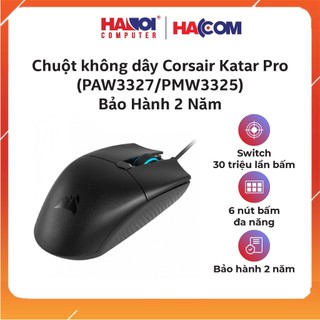 Chuột máy tính Corsair Katar Pro (PAW3327), độ phân giải 12400DPI, siêu nhẹ, Bảo Hành 2 Năm