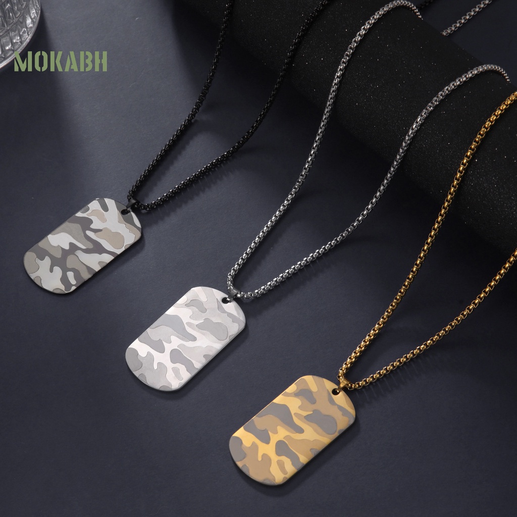 [Mok Abh] Vòng Cổ Bằng Thép Không Gỉ Mạ Điện Mặt Hình Học Phong Cách Hip Hop Thời Trang Cho Nam Mặc Hàng Ngày