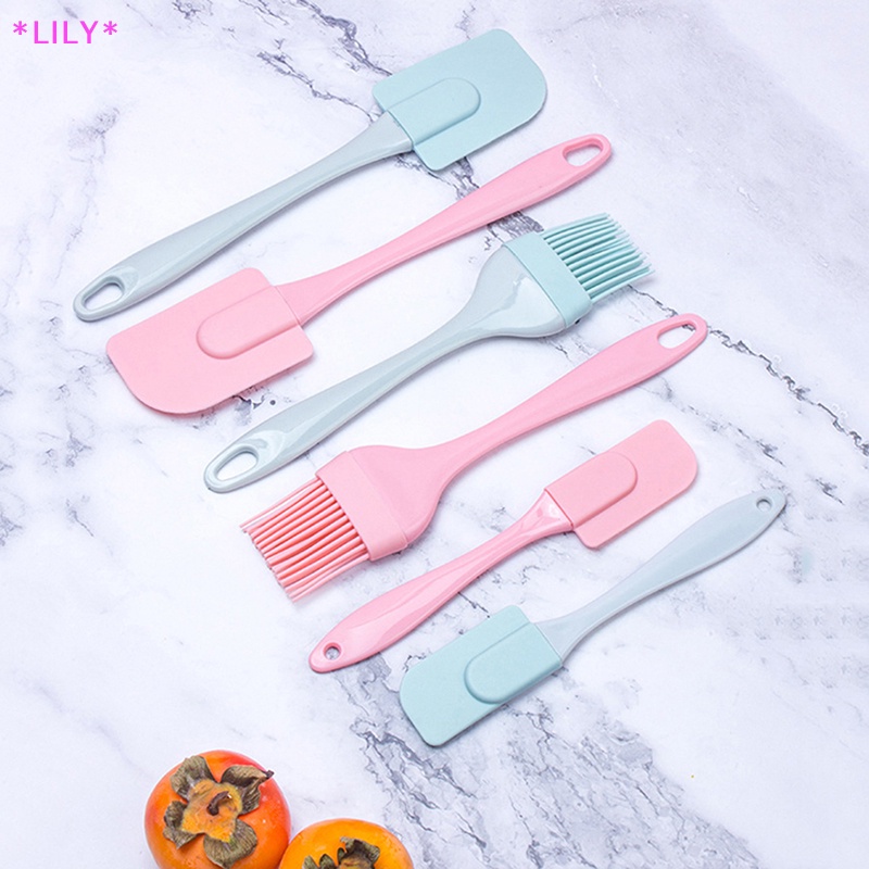 Lily 3 cái/bộ Silicone Scraper công cụ nướng DIY bánh bơ kem thìa dầu bàn chải uuu